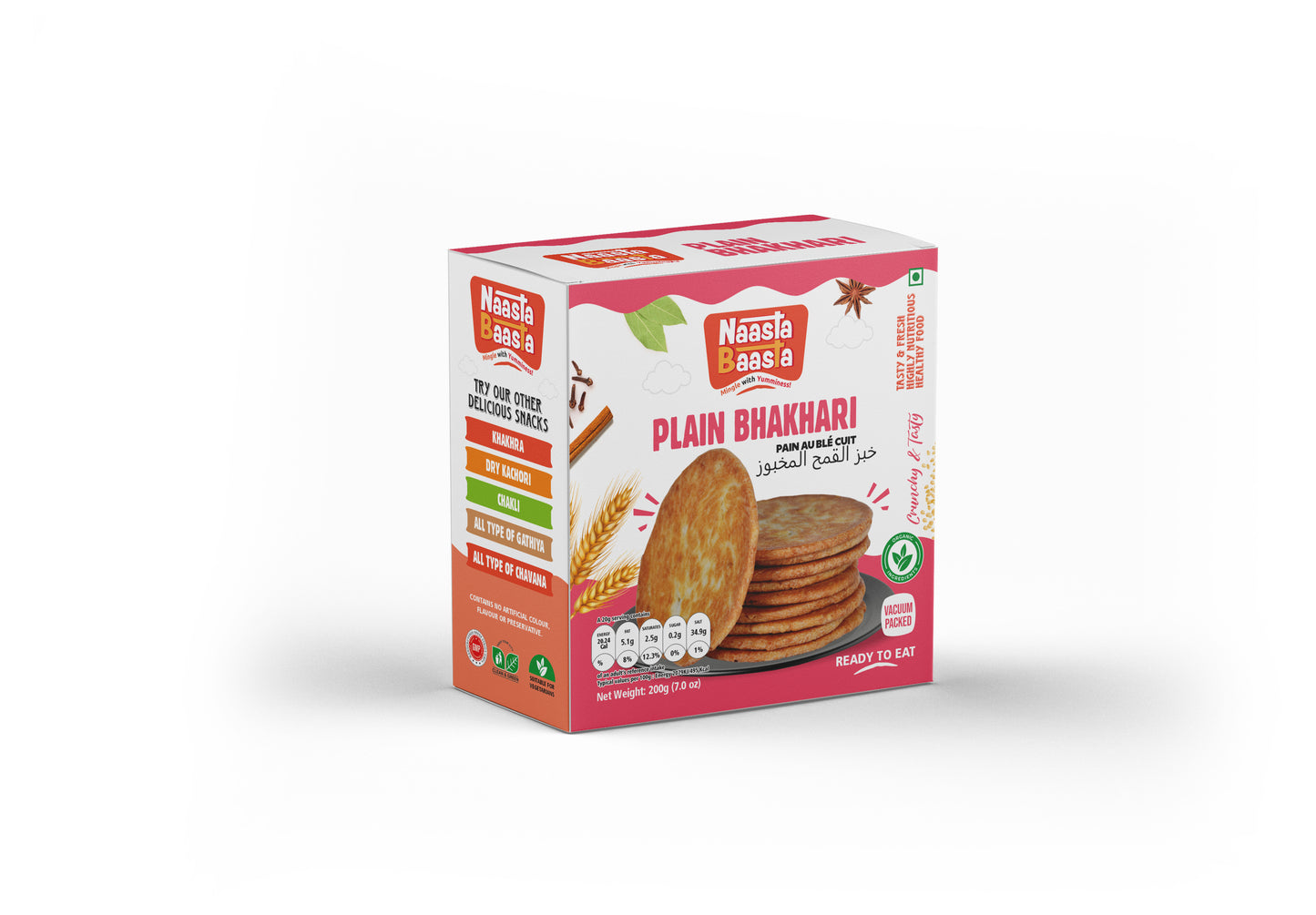 Plain Bhakhari - 200g (Vacuum Packed) | Naasta Baasta
