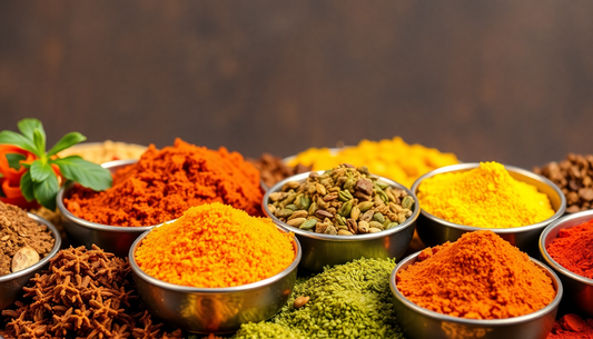 A variety of colorful indian blend spices