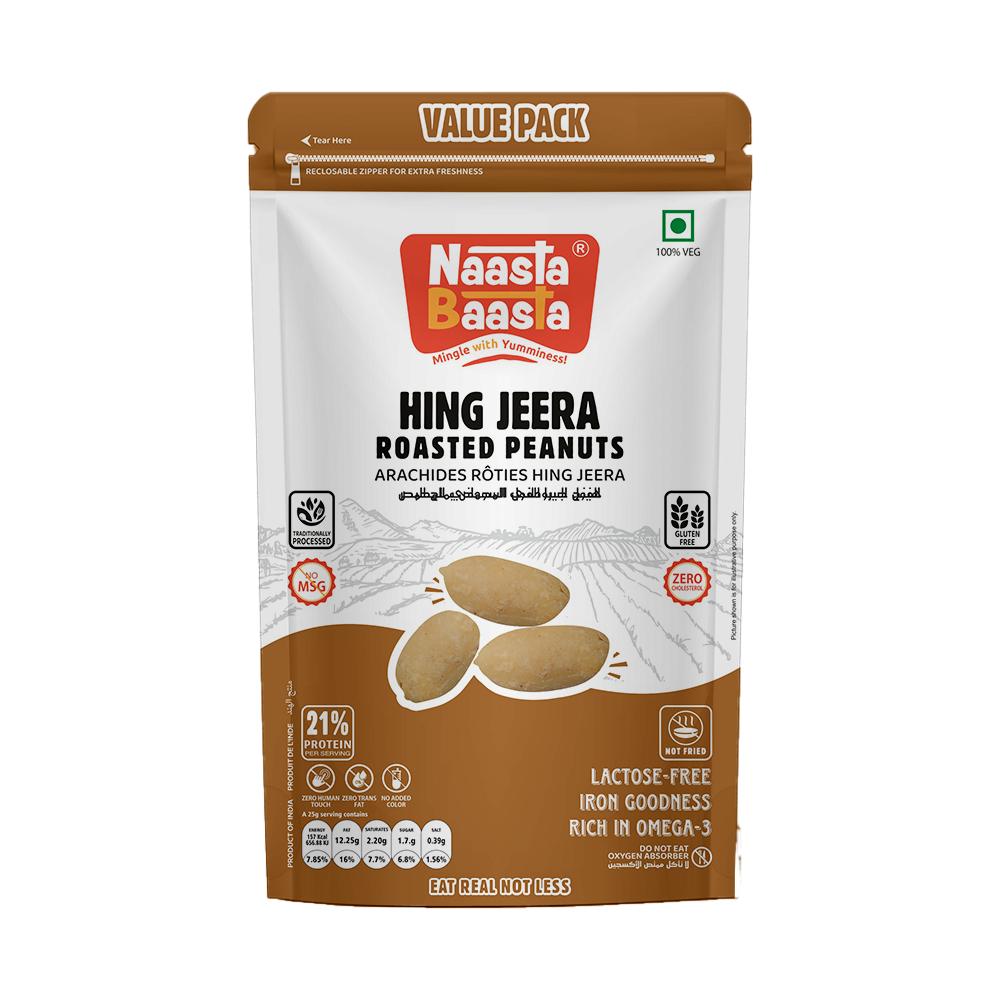 Hing Jeera Roasted Peanuts - 140g Value Pack  Naasta Baasta