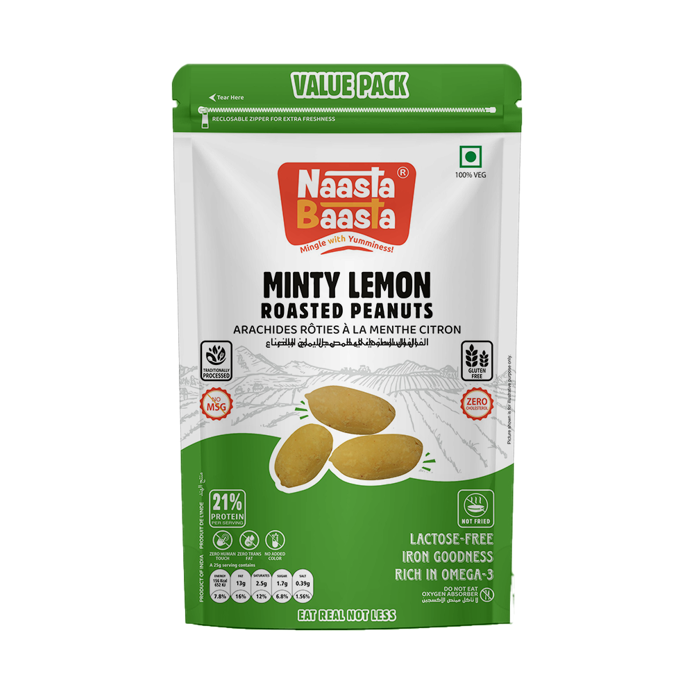 Minty Lemon Roasted Peanuts - 140g Value Pack  Naasta Baasta