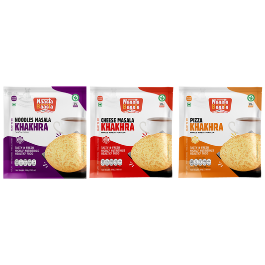 Noodles Masala Khakhra, Cheese Masala Khakhra, Pizza Khakhra Combo - Naasta Baasa