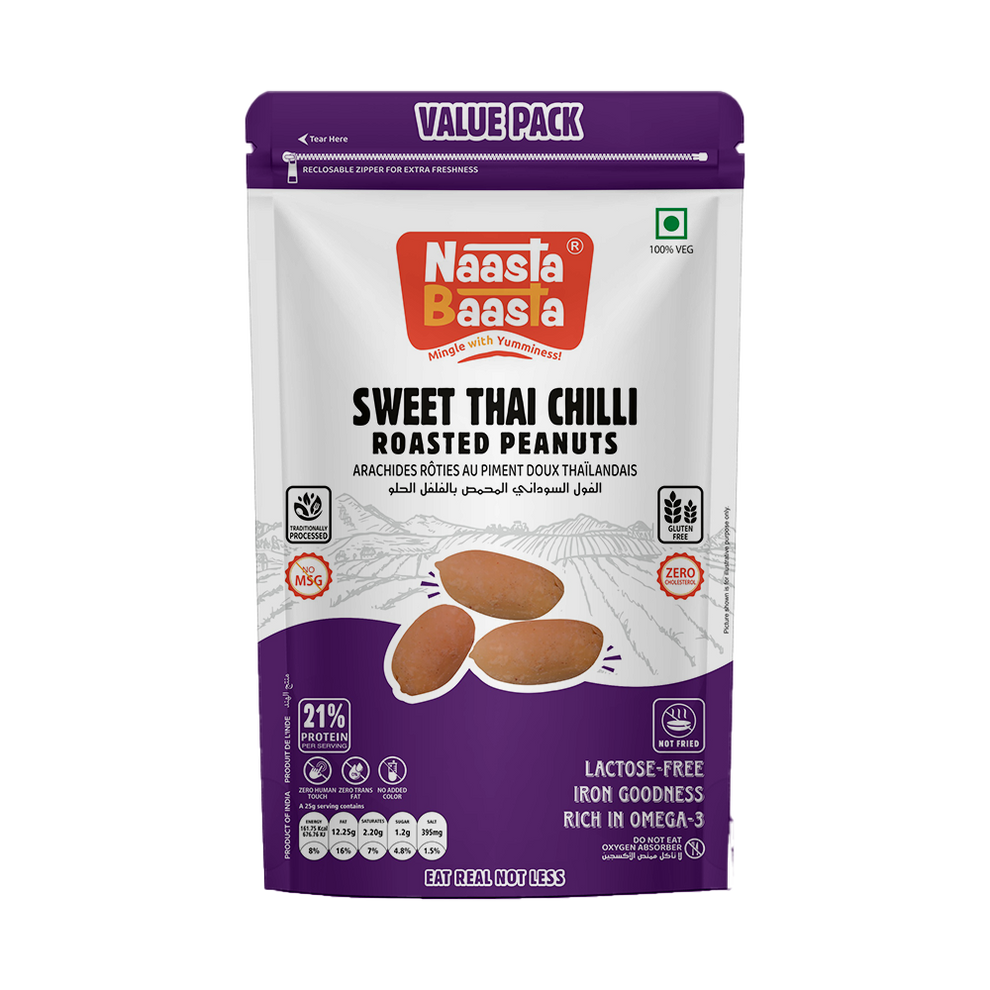 Sweet Thai Chilli Roasted Peanuts - 140g Value Pack Naasta Baasta