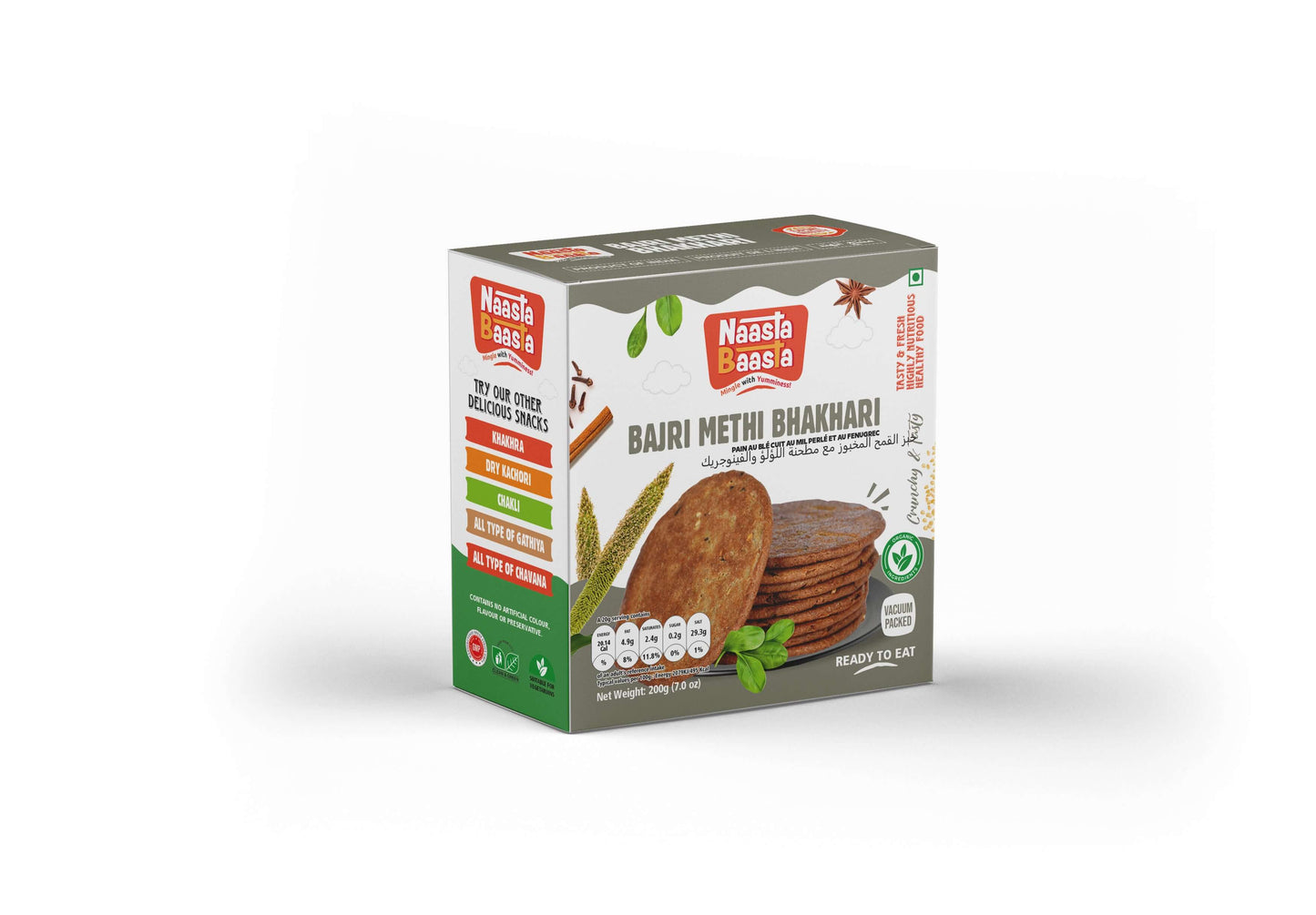 Bajri Methi Bhakhari - 200g (Vacuum Packed) | Naasta Baasta