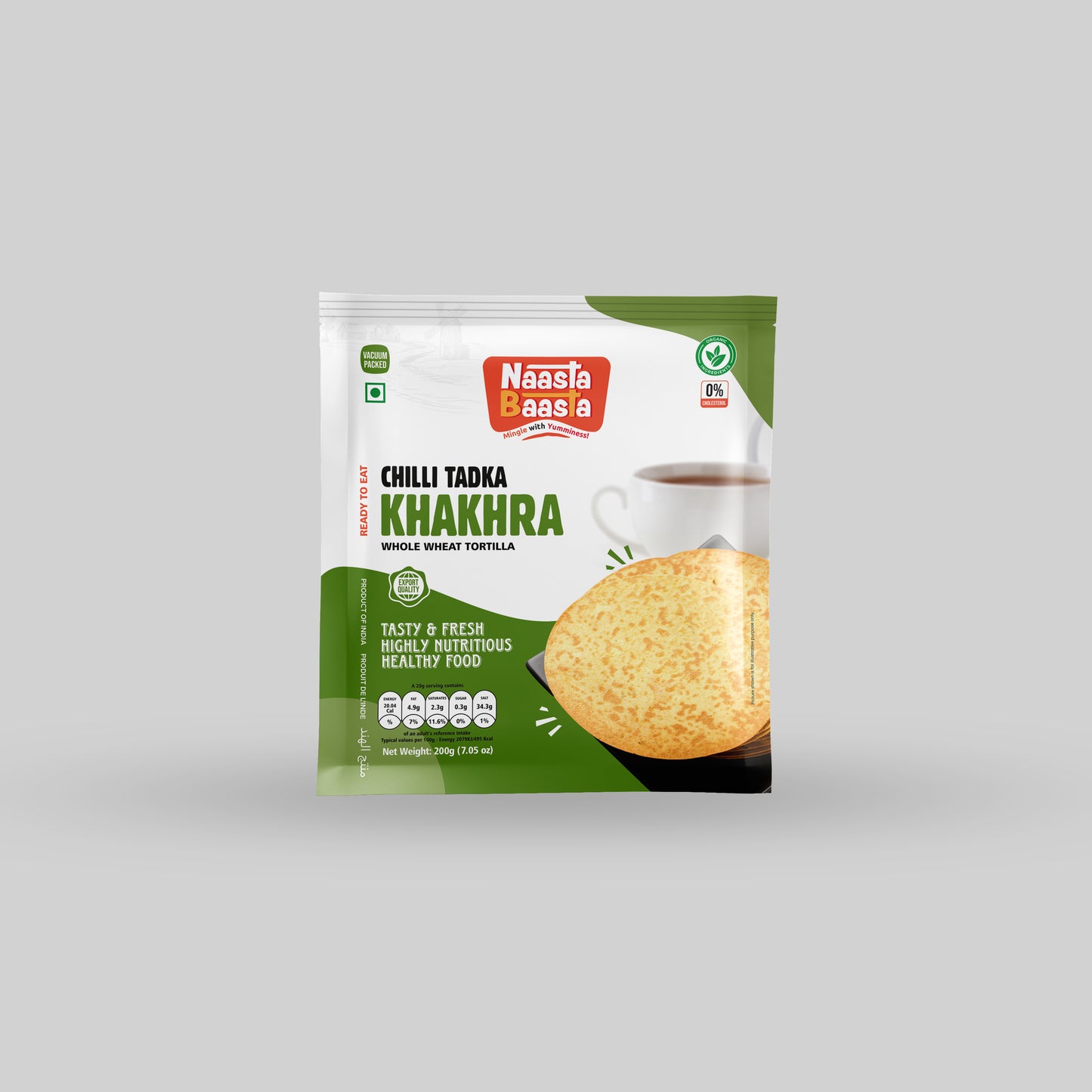 Chilli Tadka Khakhra - Whole Wheat Tortilla (200g)
