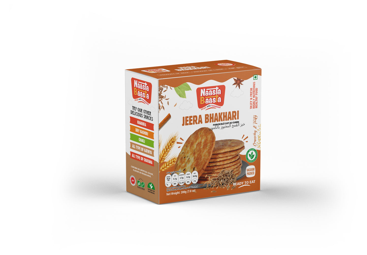 Jeera Bhakhari - 200g (Vacuum Packed) | Naasta Baasta