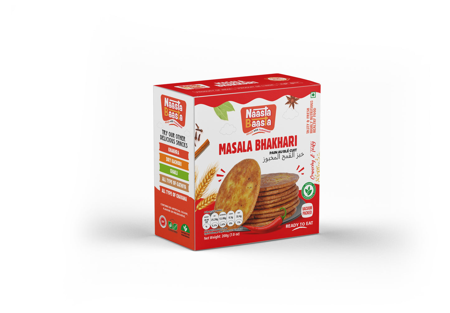 Masala Bhakhari - 200g (Vacuum Packed) | Naasta Baasta